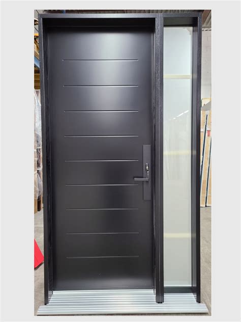 8ft Steel Door Black Outside With Sidelite And Multipoint Lock 241