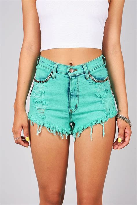 Studded Decay High Waist Shorts Denim Shorts At Pink Ice With Images
