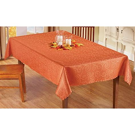Collections Etc Solid Scroll Scalloped Edge Tablecloth 60 X 90