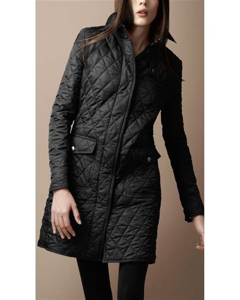 Burberry Brit Diamond Quilted Trench Coat In Black Lyst Uk