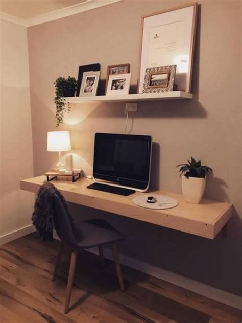 A Floating Shelf And A Floating Desk Will Make Up A Small Yet Comfy