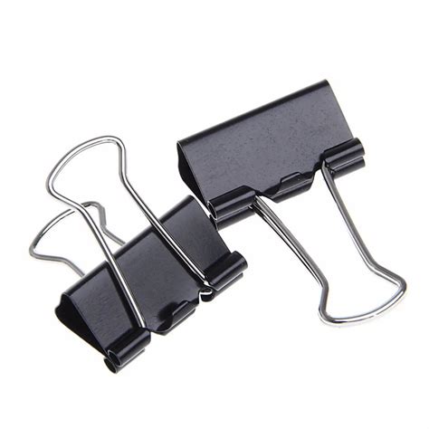 Pcs Mm Black Metal Binder Clips File Paper Clip Document Office Supplies In Clips From