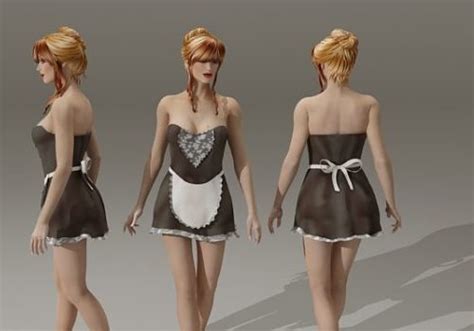 Sexy Blonde Maid Character 3d Model Max 123free3dmodels