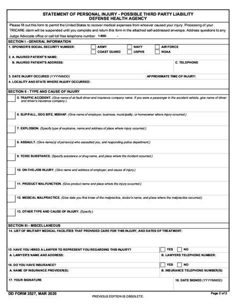 Printable Dd Form 2527 Fillable