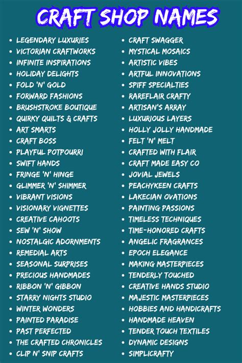 700 Craft Business Names To Try This Year