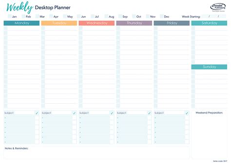 Weekly Desktop Planner Createl Publishing