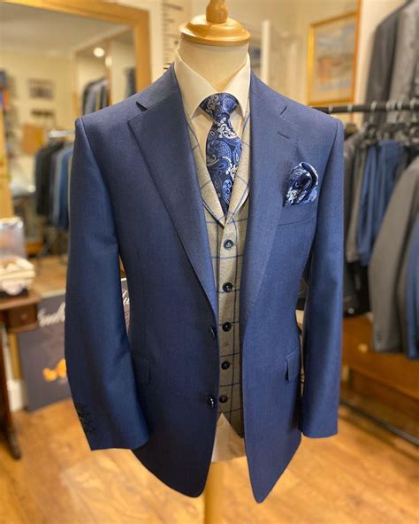 On The Mannequin Royal Blue 3 Piece Wedding Suit With Contrasting