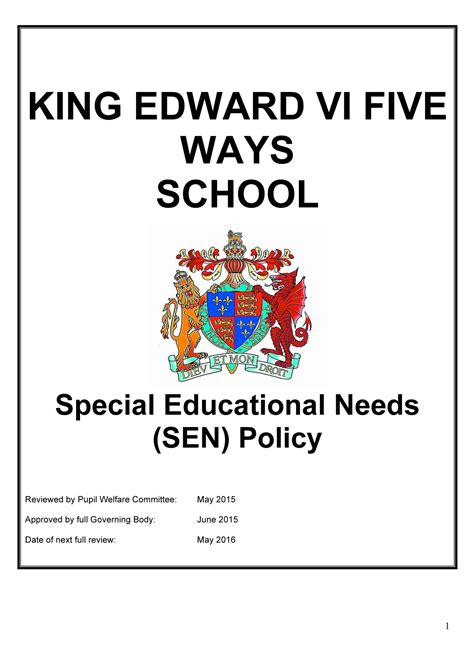 King Edward Vi Five Ways Schoo Special Education Needs Policy Page