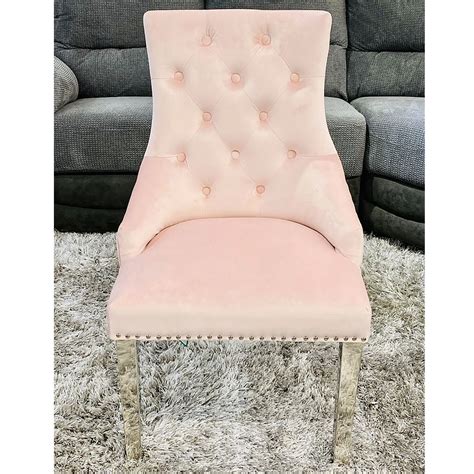 Buy products such as furniturer velvet upholstered metal leg dining chair set of 2, rose at walmart and save. Camilla Pink Velvet And Chrome Dining Chair With Lion Ring ...