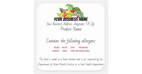 Updated Texas Cottage Law Food Label Sticker Zazzle
