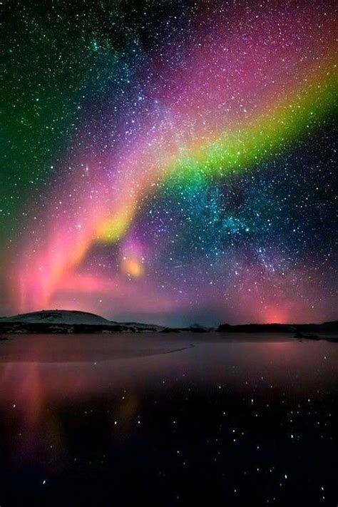 Colorful Aurora Borealis Sky Night Lights Nature Stars Pretty Colors