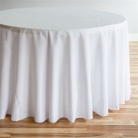 120 In Round Polyester Tablecloth White White Round Tablecloths
