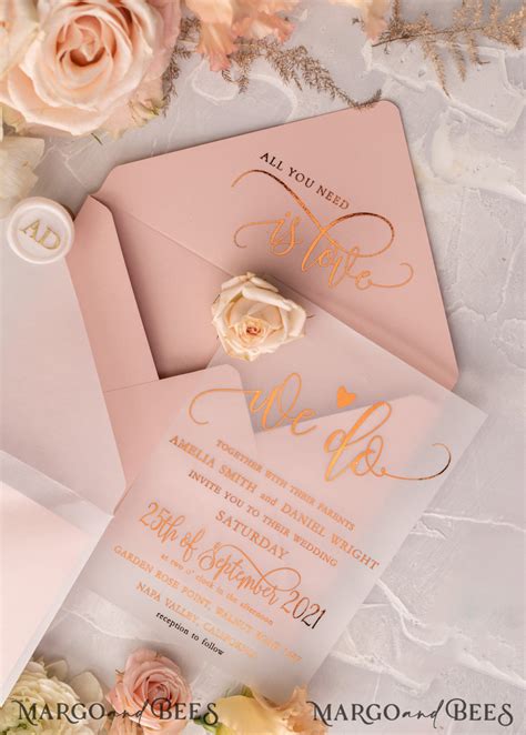 Glamour Vellum Wedding Invitations Golden Shine Wedding Cards