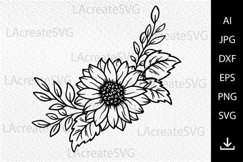 Free 277 Sunflower Svg Black And White Svg Png Eps Dxf File