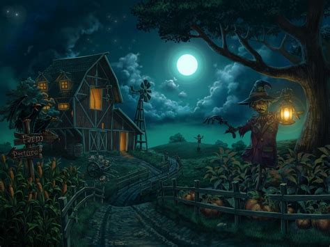 Spooky Farm Halloween Wallpaper Halloween Pictures Halloween Moon