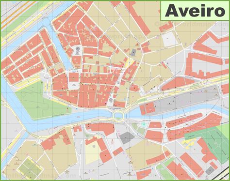 Aveiro City Centre Map Ontheworldmap Com