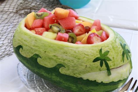 Carved Watermelon Bowl For Fruit Salad Watermelon Bowl Food And