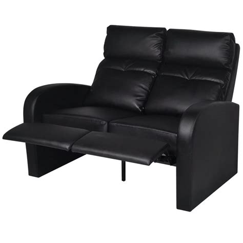 Black 2 seater recliner sofa. Artificial Leather Home Cinema Recliner Reclining Sofa 2 ...
