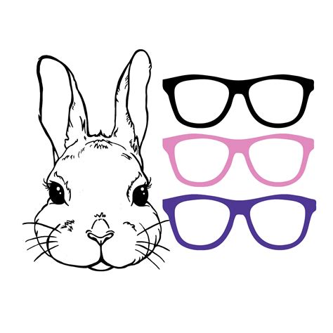 Easter Bunny With Glasses Svg Bunny With Glasses Bunny With Etsy