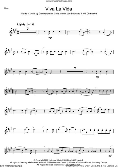 Accordi viva la vida coldplay. Coldplay - Viva La Vida sheet music for flute solo PDF
