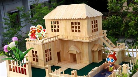 How To Make Popsicle Stick House Popsicle Garden Villa Diy Fairy