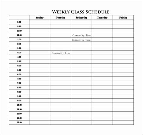 Free Class Schedule Template Unique Printable College Class Schedule