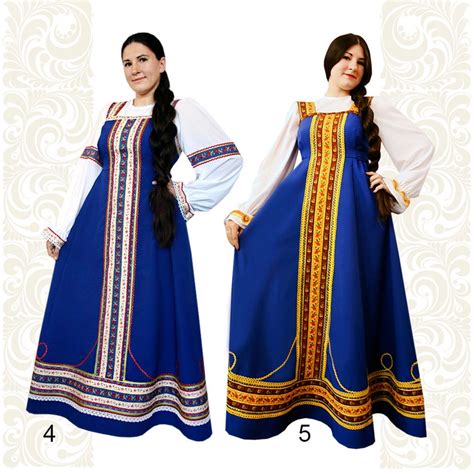 Long Traditional Russian Ethnic Dress Sarafan With Blouse Etsy