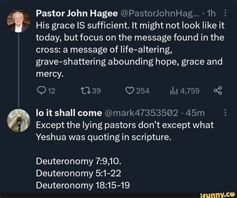 Pastor John Hagee Pastorohnhag Th His Grace Is Sufficient It Might