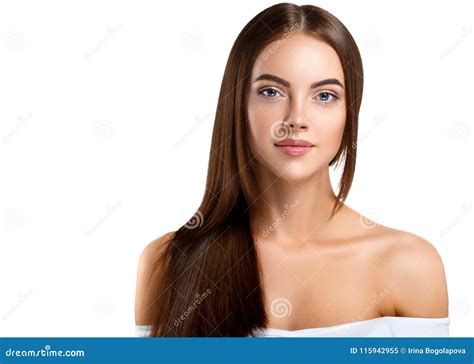 Beauty Girl Face Portrait Beautiful Spa Model Woman With Perfect Healthy Hair Smooth Stock