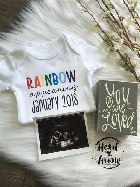 Personalized Rainbow Baby Announcement Onesie Bodysuit