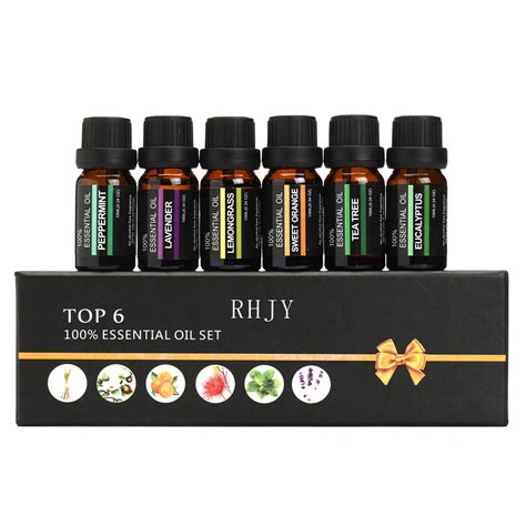 Rhjy 6pcsset 10ml Pure Natural Aromatherapy Essential Oils Therapeutic