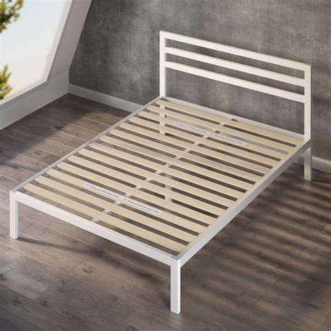 Zinus White Modern Metal Steel Platform Bed Frame Base Mattress Double