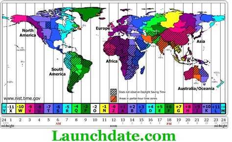 Launchdate World Time Zone Map