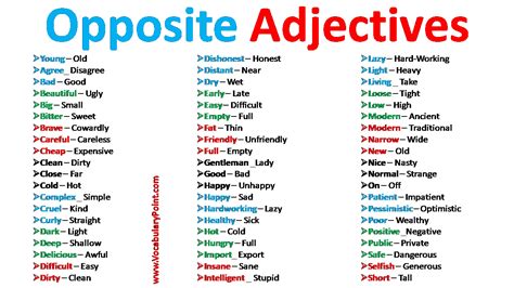List Of Opposite Adjectives In English Eslbuzz Vrogue Co