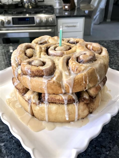 Cinnamon Rolls Stacked Into A Birthday Cake Rveganrecipes