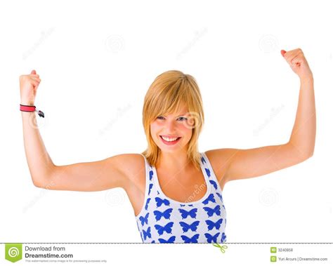 Girl Flexing Her Biceps Stock Photo Image Of Standing 3240858