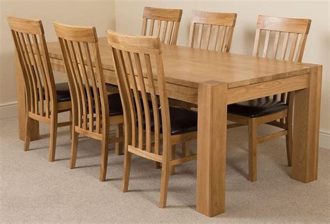 Kuba Solid Oak 220cm Dining Table With 6 Harvard Solid Oak Dining