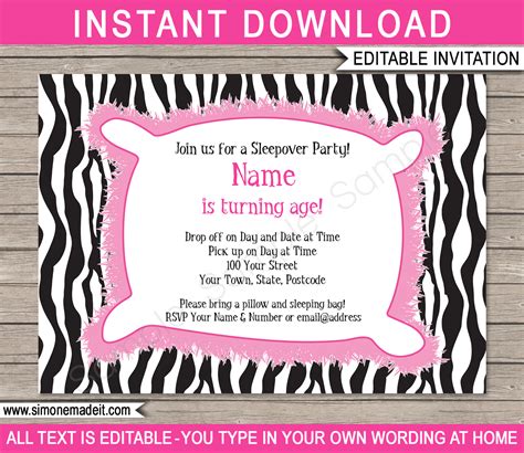 Are you looking for free 90s party templates? Slumber Party Invitations Template | Sleepover Birthday Party