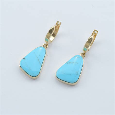 Turquoise Earrings With 14kt Yellow Gold DanShelley Jewelers