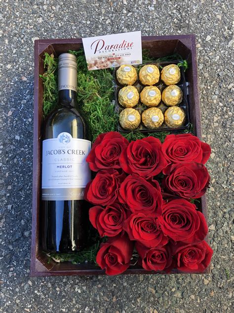 Box Roses Wine And Chocolates Wine T Box Ideas Valentines T
