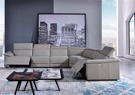 Gian marco light gray home theater leather seating. Light Gray Leather sectional sofa AE 303 | Leather Sectionals