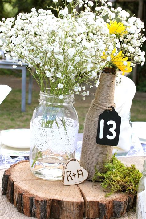 Elegant Country Wedding Table Centerpieces Mason Jar And Twine