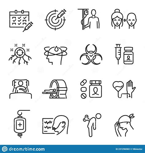 Chemotherapy Linear Icon Set Vector Illustration Collection Medicines