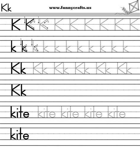 Letter K Handwriting Worksheets For Preschool To First Grade