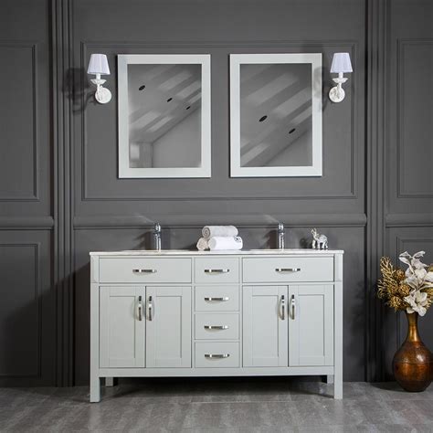 Find inspiration and ideas for your bathroom and bathroom storage. Woodbridge 60 inch Light Gray Double Sink Bathroom Cabinet ...