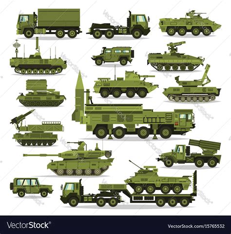 Big Set Of Military Equipment Heavy Reservations Vector Image