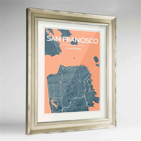 Framed San Francisco Map Art Print 12x18 Traditional Black Frame Point