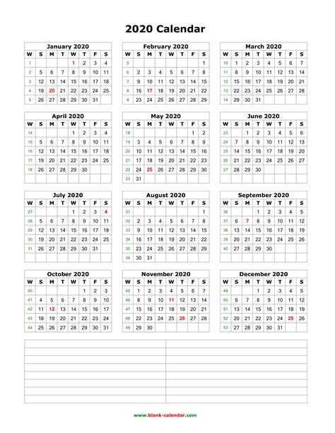 Vertical Printable Calendar 2020 Example Calendar Printable