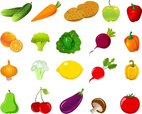 Set Of Fruit And Vegetables Free Vector In Adobe Illustrator Ai Ai