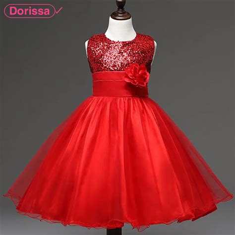 2016 Brand Summer New Arrival Princess Girls Party Dresses Red Children